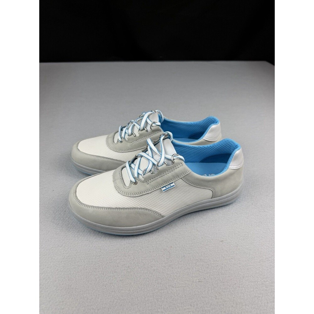 SAS Sporty Womens Walking Shoes Size 8.5 W Wide Gray White Blue Sneaker Comfort